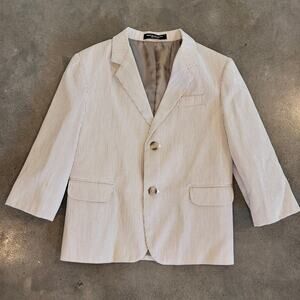 Nautica Taupe tan beige pin stripe sports coat blazer boys 7 formal suit jacket